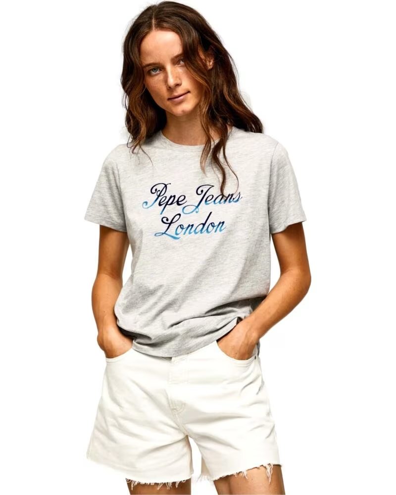 PEPE JEANS T-SHIRT DE MANGA CURTA LONDON PARA MULHER GRIS