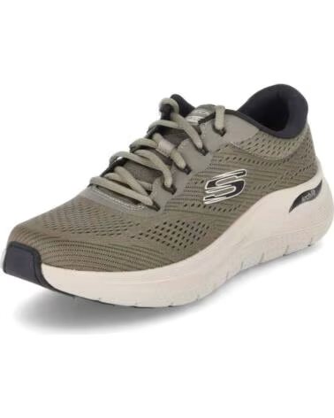 SKECHERS 232700-OLBK ARCH FIT SNEAKERS IN OLIVE GREEN AND BLACK MESH-BLACK SYNTHETIC