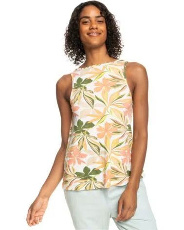 ROXY SUBTLY SALTY TANK TOP WITH FLORAL PRINT SNOW WHITE MULTIC