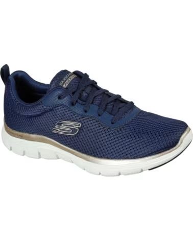SKECHERS ZAPATILLAS 149303-NVGD NAVY MESH CON DETALLES DORADOS PARA MUJER MESH-GOLD TRIM