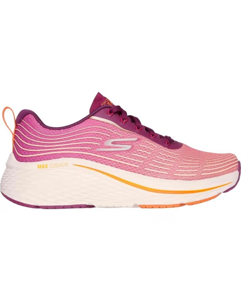 SKECHERS MAX CUSHIONING 129625-RAS LAUFSCHUHE FÜR DAMEN RASPBERRY TEXTILE-ORANGE TRIM