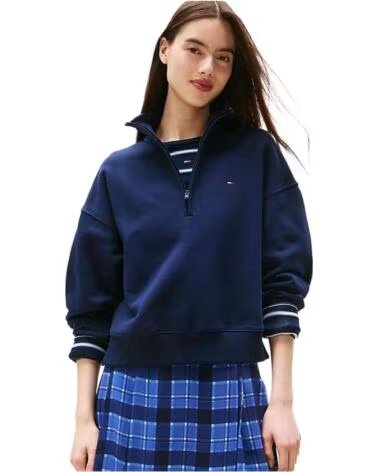TOMMY HILFIGER FELPA DW0DW21589C1G CON MEZZA ZIP BLUE