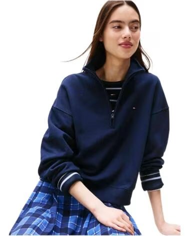 TOMMY HILFIGER FELPA DW0DW21589C1G CON MEZZA ZIP BLUE