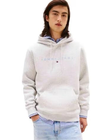 TOMMY HILFIGER FELPA CON CAPPUCCIO DM0DM20746P09 LT GREY HTR MULTI