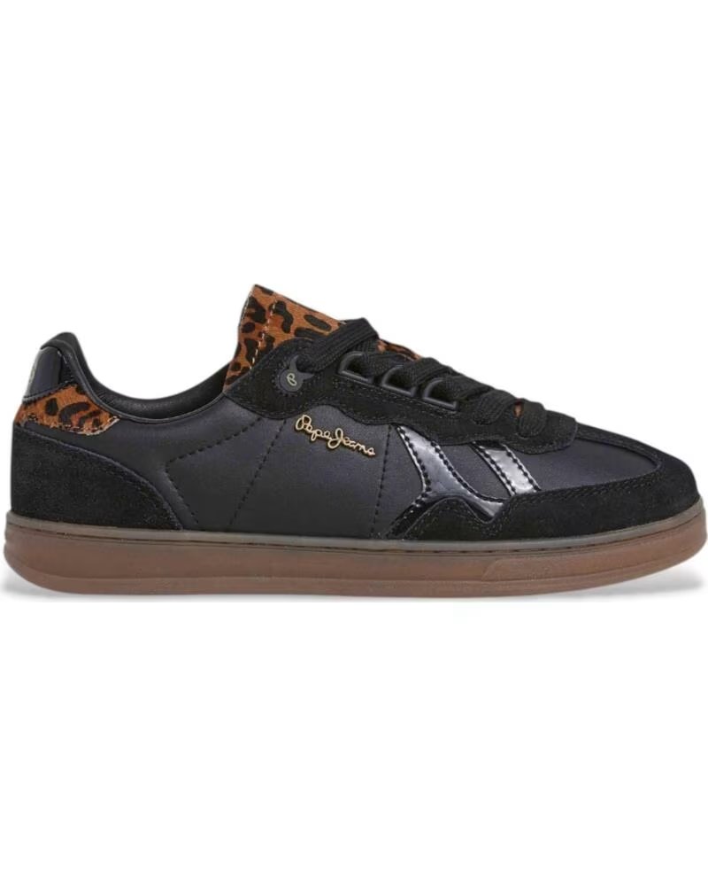 PEPE JEANS ZAPATILLAS PLS000009 NEGRAS CON DETALLE ANIMAL PRINT 999BLACK