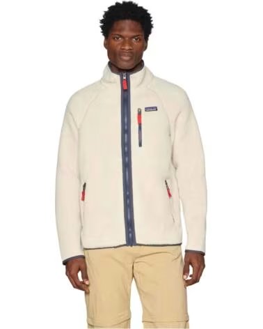 PATAGONIA 22801-PNSM JACKET FOR MEN IN PELICAN BEIGE AND SMOLDER BLUE W-SMOLDER