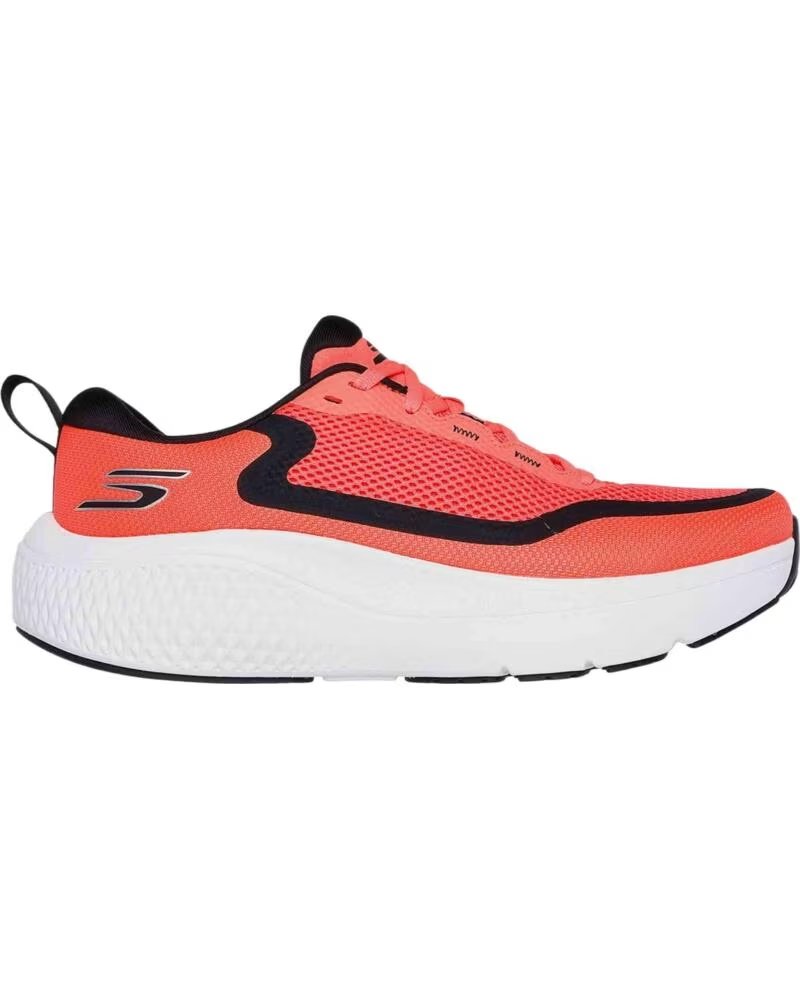 SKECHERS SNEAKERS 246086-RDBK DONNA ARANCIONE RED TEXTILE-BLACK-WHITE TRIM
