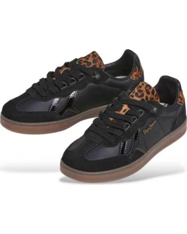 PEPE JEANS ZAPATILLAS PLS000009 NEGRAS CON DETALLE ANIMAL PRINT 999BLACK