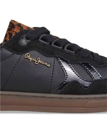 PEPE JEANS ZAPATILLAS PLS000009 NEGRAS CON DETALLE ANIMAL PRINT 999BLACK