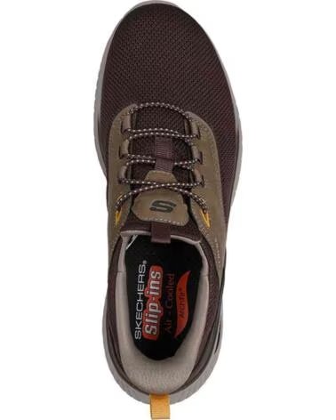 SKECHERS SCARPE SLIP-INS 211190-BRN MARRONE UOMO BROWN KNITTED MESH - SYNTHETIC