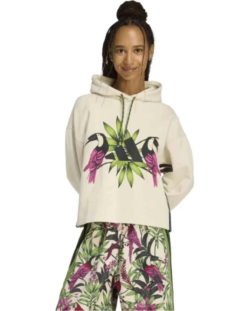 ADIDAS SWEATSHIRT COM CAPUZ KS8031 ESTAMPA TROPICAL CRLI-BLACK