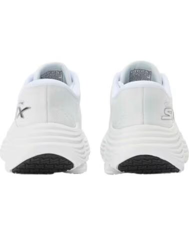 SKECHERS SNEAKERS MAX CUSHIONING SLIP-INS 129473-WBK WHITE TEXTILE-BLACK TRIM