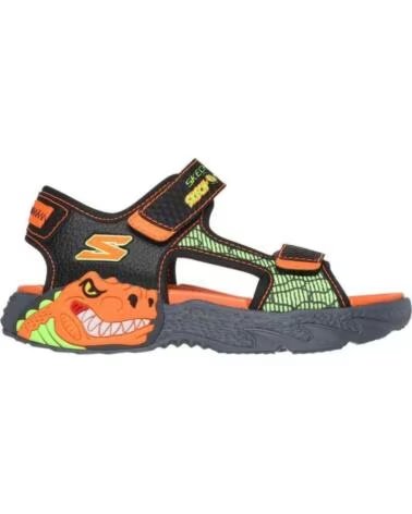 SKECHERS 400614L-BKOR KINDERSANDALEN MIT DINOSAURIER-DESIGN INFANTIL