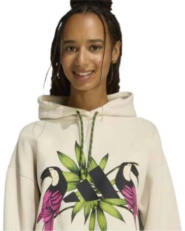ADIDAS FELPA CON CAPPUCCIO KS8031 BEIGE STAMPA DONNA