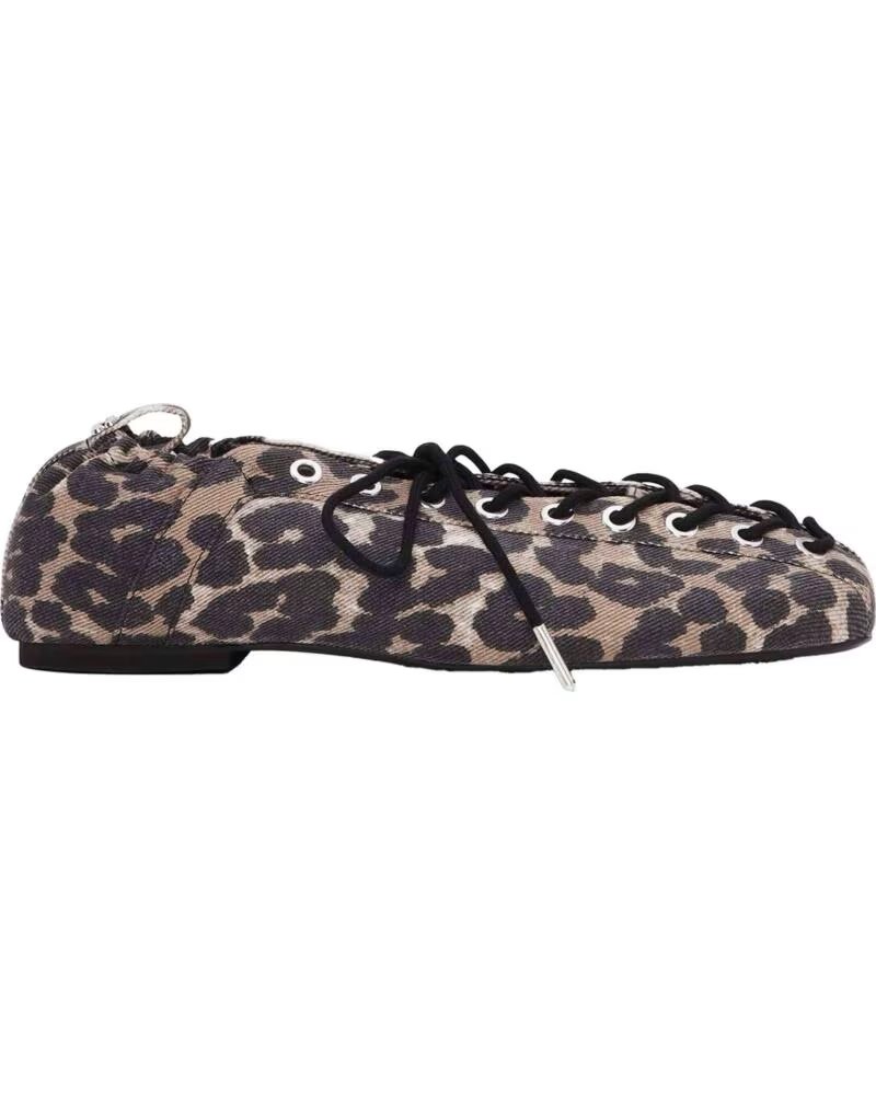 GANNI BALLERINES LACE UP EYELETS IMPRIMÉ LÉOPARD LEOPARD
