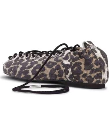 GANNI BALLERINES LACE UP EYELETS IMPRIMÉ LÉOPARD LEOPARD