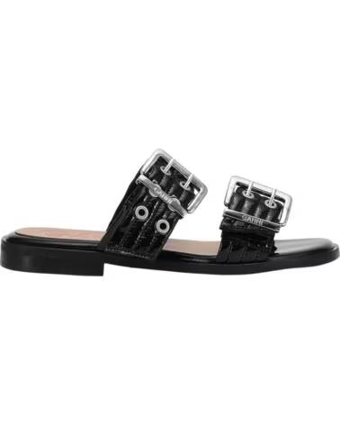 GANNI SANDÁLIAS FEMININE BUCKLE NAPLACK PRETO BLACK
