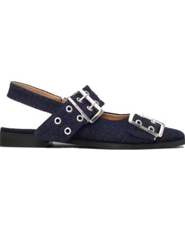 GANNI SANDALIAS BAILARINA DENIM FEMININE BUCKLE DARK BLUE