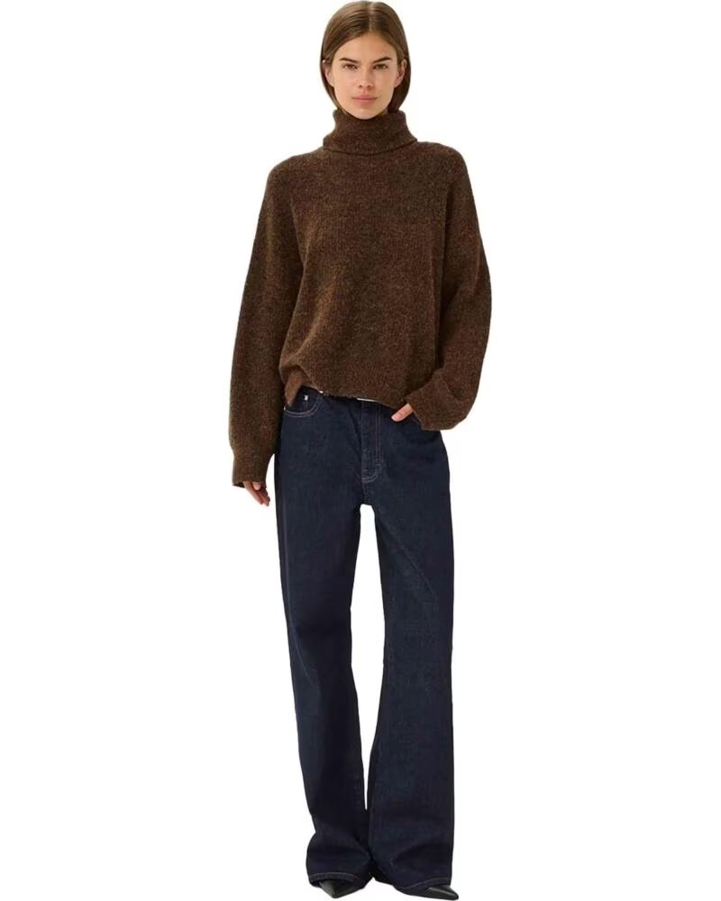 GESTUZ ALPHAGZ ROLLNECK SWEATER IN BROWN BUFF MéLANGE