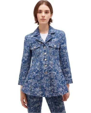 GANNI VESTE BLAZER AJUSTÉE TAPESTRY DENIM MID BLUE STONE