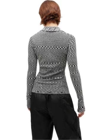 GANNI POLO SPACEDYE DE MANGA COMPRIDA BLACK