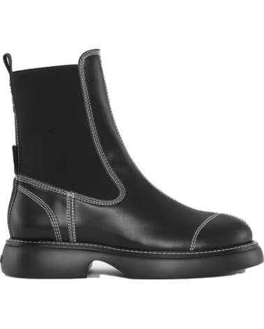 GANNI BOTTINES CHELSEA EVERYDAY MID EN CUIR AVEC COUTURES CONTRASTANTES BLACK