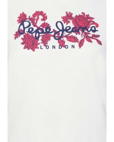 PEPE JEANS CAMISETA PL505436800 MANGA CORTA CON ESTAMPADO FLORAL BLANCO
