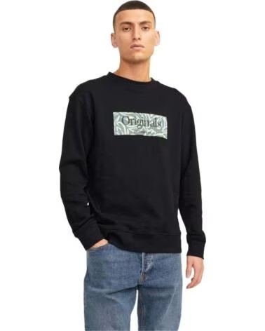 JACK AND JONES SUDADERA & ORIGINALS CON ESTAMPADO FRONTAL NEGRO