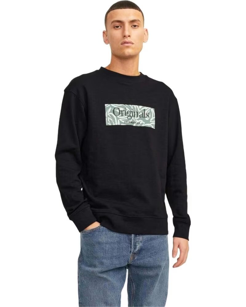 JACK AND JONES SUDADERA & ORIGINALS CON ESTAMPADO FRONTAL NEGRO