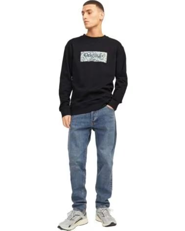 JACK AND JONES SUDADERA & ORIGINALS CON ESTAMPADO FRONTAL NEGRO