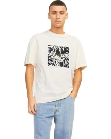 JACK AND JONES CAMISETA DE MANGA CORTA & ORIGINALS CON ESTAMPADO BEIGE