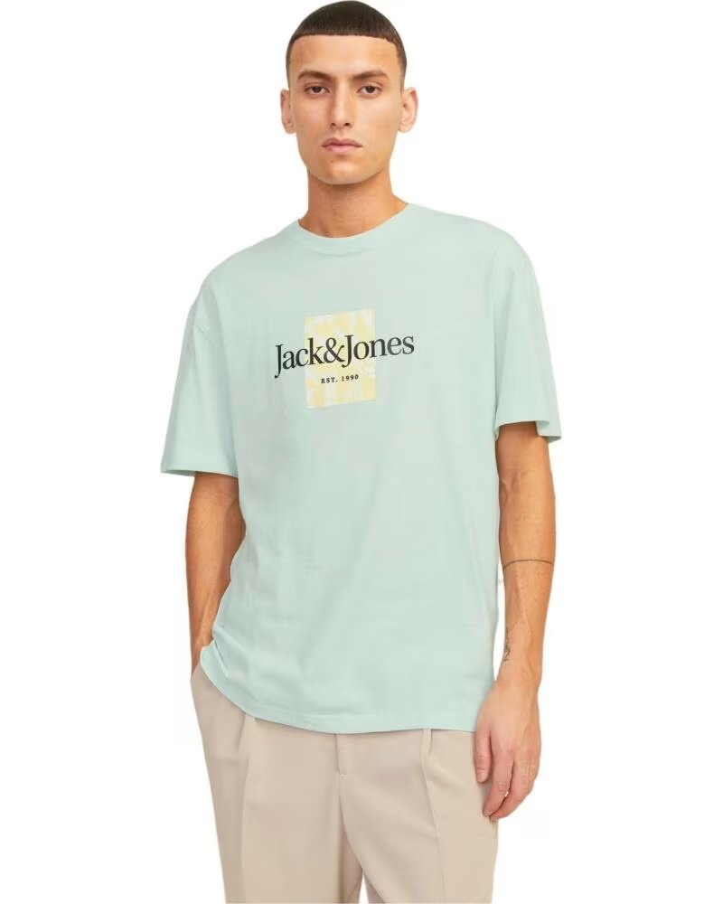 JACK AND JONES T-SHIRT DE MANGA CURTA & COM ESTAMPADO GRÁFICO 12250436-SKYLIGHT CELESTE