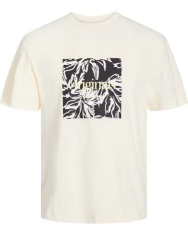 JACK AND JONES T-SHIRT MANCHES COURTES & ORIGINALS À MOTIF BEIGE