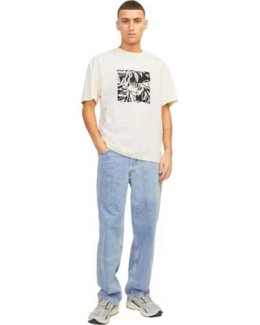 JACK AND JONES T-SHIRT MANCHES COURTES & ORIGINALS À MOTIF BEIGE