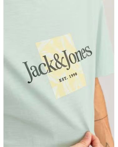 JACK AND JONES T-SHIRT DE MANGA CURTA & COM ESTAMPADO GRÁFICO 12250436-SKYLIGHT CELESTE