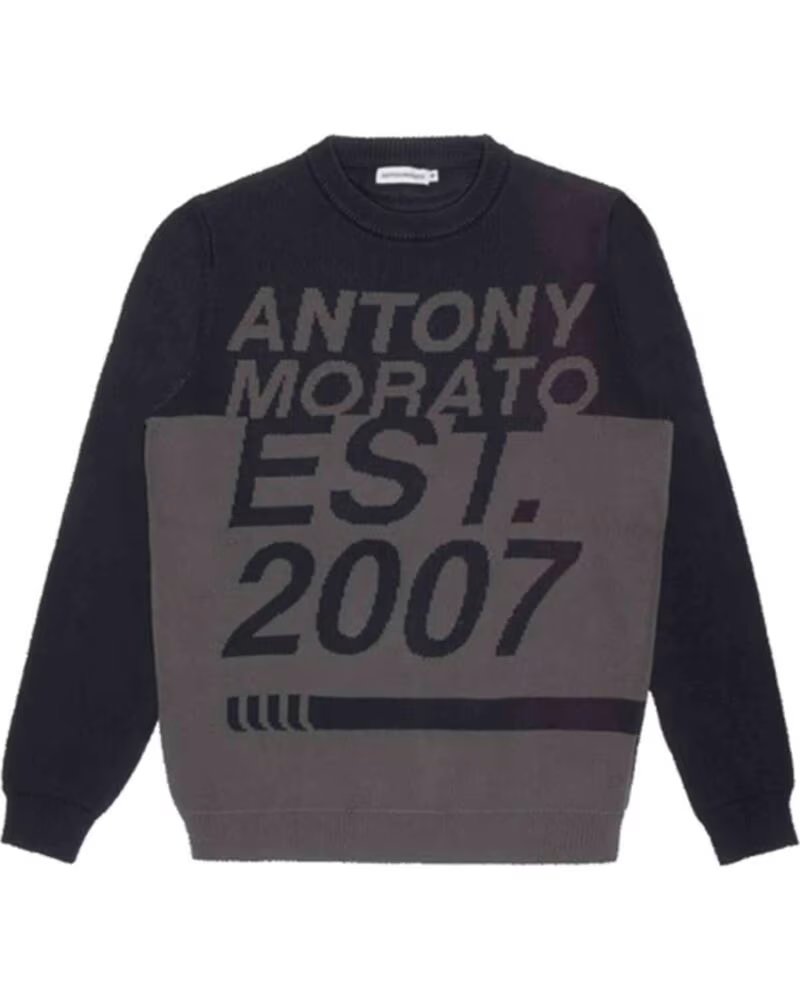 ANTONY MORATO MMSW01294 SWEATER WITH EST 2007 GRAPHIC NEGRO
