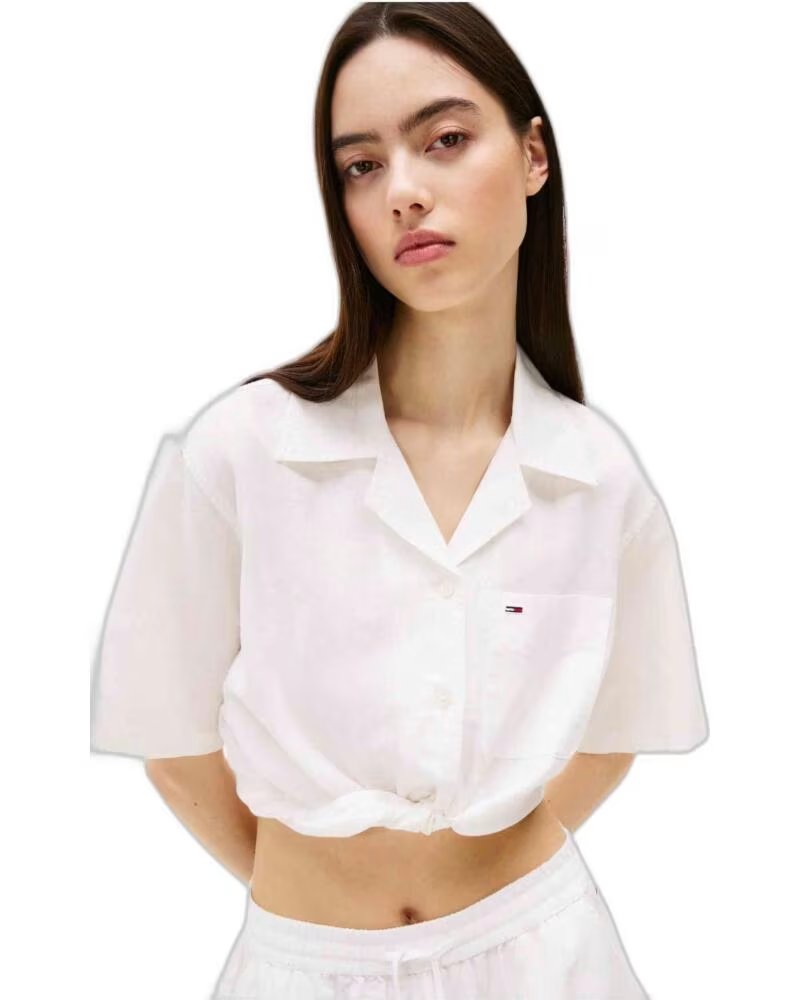TOMMY HILFIGER CAMICIA A MANICHE CORTE DW0DW20286YBL ECRU