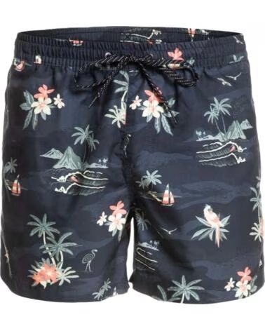 QUICKSILVER COSTUME DA BAGNO QUIKSILVER EQYJV03901-KVJ6 CON STAMPA TROPICALE NERO BLACK