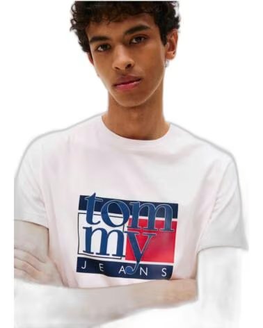 TOMMY JEANS CAMISETAS HOMBRE MODELO TJM SLIM RWB FLAG TEE EX COLOR BLANC YBH