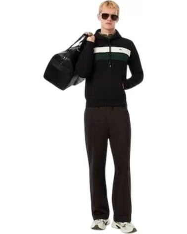 LACOSTE FELPA CON CAPPUCCIO SH8161-00 A PANNELLI TRICOLORE NOIR-BLANC-VERT
