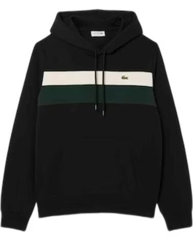 LACOSTE SUDADERA CON CAPUCHA SH8161-00 PANEL TRICOLOR NOIR-BLANC-VERT