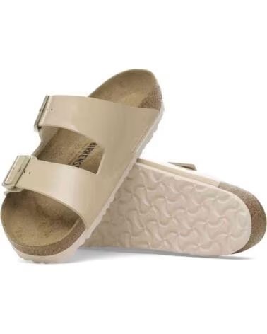 BIRKENSTOCK ARIZONA BIRKO-FLOR PATENT SANDALEN BEIGE NARROW