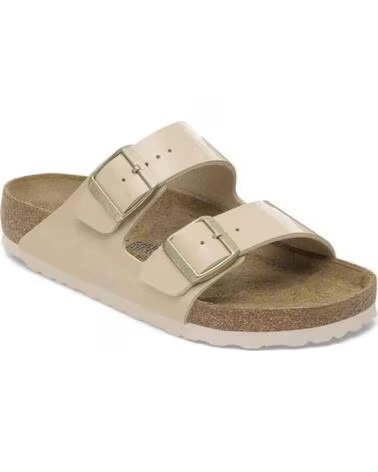 BIRKENSTOCK ARIZONA BIRKO-FLOR PATENT SANDALEN BEIGE NARROW