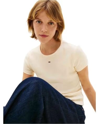 TOMMY HILFIGER KURZARM-T-SHIRT DW0DW17383AA7 BEIGE FÜR DAMEN