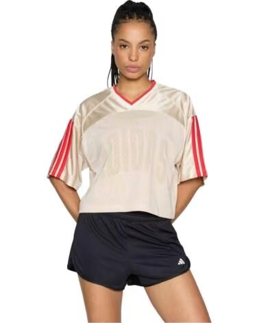 ADIDAS T-SHIRT JZ1073 A MANICHE CORTE DA DONNA BEIGE CRLI-OWHITE-PURRUB