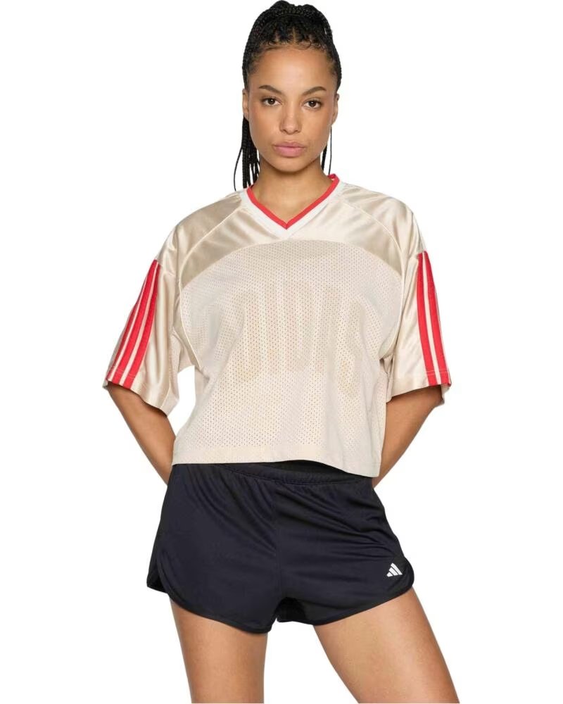 ADIDAS T-SHIRT JZ1073 A MANICHE CORTE DA DONNA BEIGE CRLI-OWHITE-PURRUB