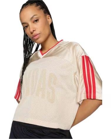ADIDAS T-SHIRT JZ1073 A MANICHE CORTE DA DONNA BEIGE CRLI-OWHITE-PURRUB