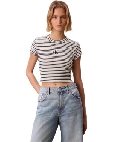 CALVIN KLEIN T-SHIRT JEANS 070303400019 RIGHE UNISEX BLACK