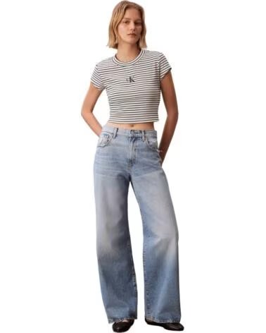 CALVIN KLEIN T-SHIRT JEANS 070303400019 RIGHE UNISEX BLACK
