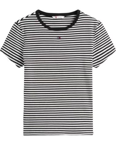 TOMMY JEANS KURZARM-T-SHIRT GESTREIFT 620303400009 BLACK - ECRU STRIPE